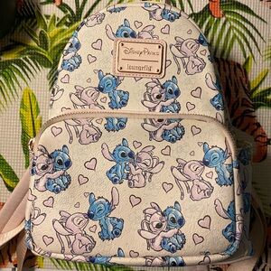 Loungefly Disney Parks Valentine Stitch & Angel Hearts Mini Backpack